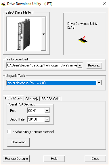 Problems with Installing Motor Database | Kollmorgen